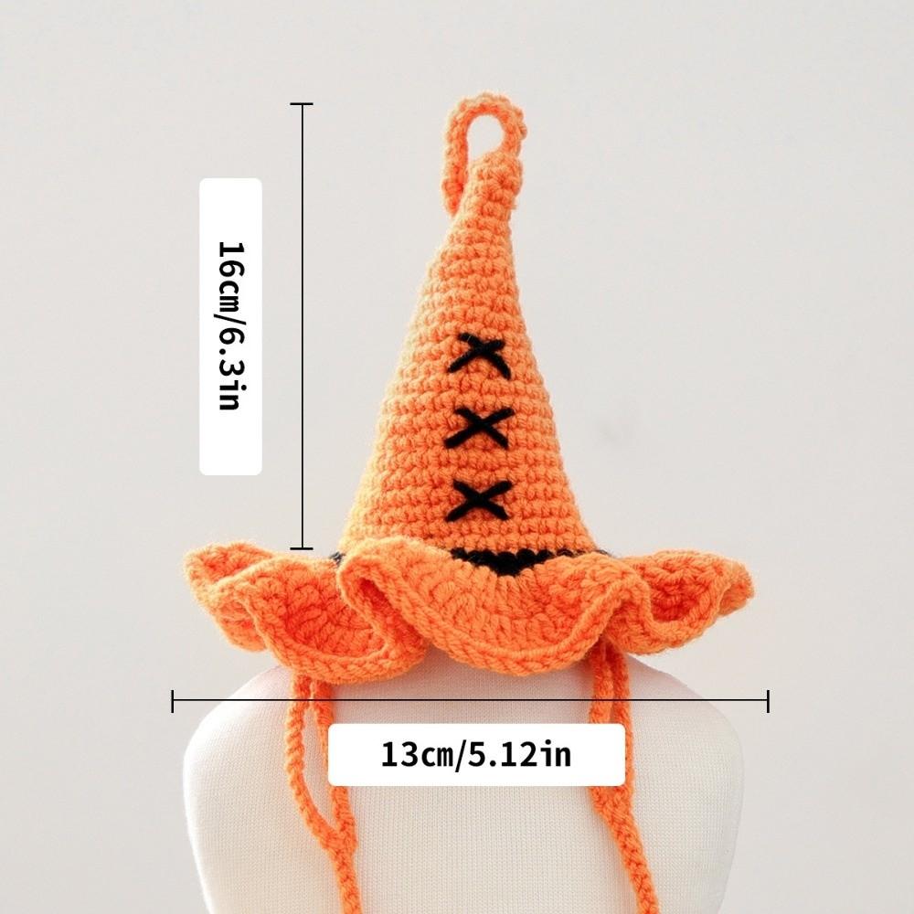 Breathable Halloween Dog Hat Pumpkin Halloween Cat Headgear Creative Woven Pets Wizard Hat  Cosplay