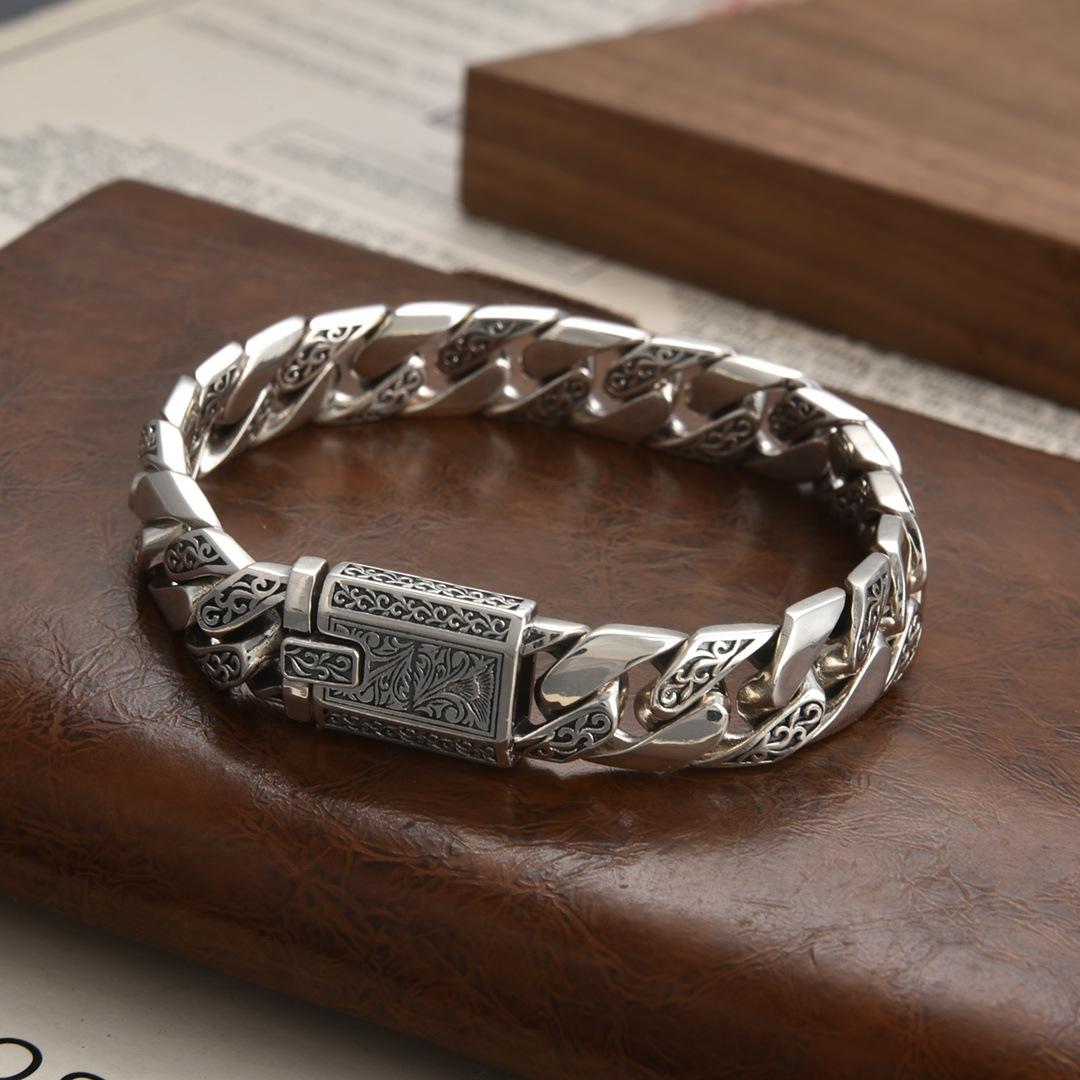 

Factory Price S925 Sterling Silver Bracelet Domineering Lion Tank Bracelet Splendid Trendy Vintage Jewelry Exquisite Gift 22cm