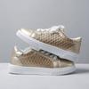 Plus Size Gold Sneakers 2026 Spring New Versatile Casual Flat Sneakers Women Fashion White Shoes