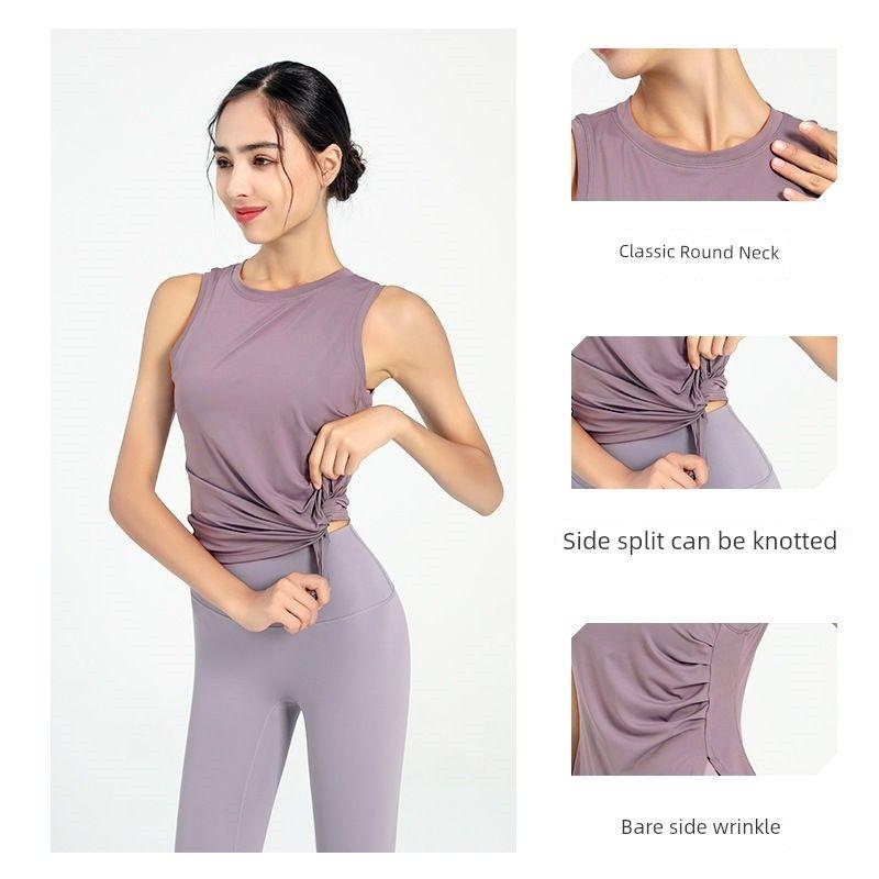 

High Sense Yoga Clothes Vest Women Quick-Drying Breathable Slimming Running Sleeveless Sports Top Summer Workout Clothes Cover up Purple vest M