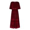 Women's Fashion Casual Solid Velvet Leaf Sleeves Split Waist Dress For Women