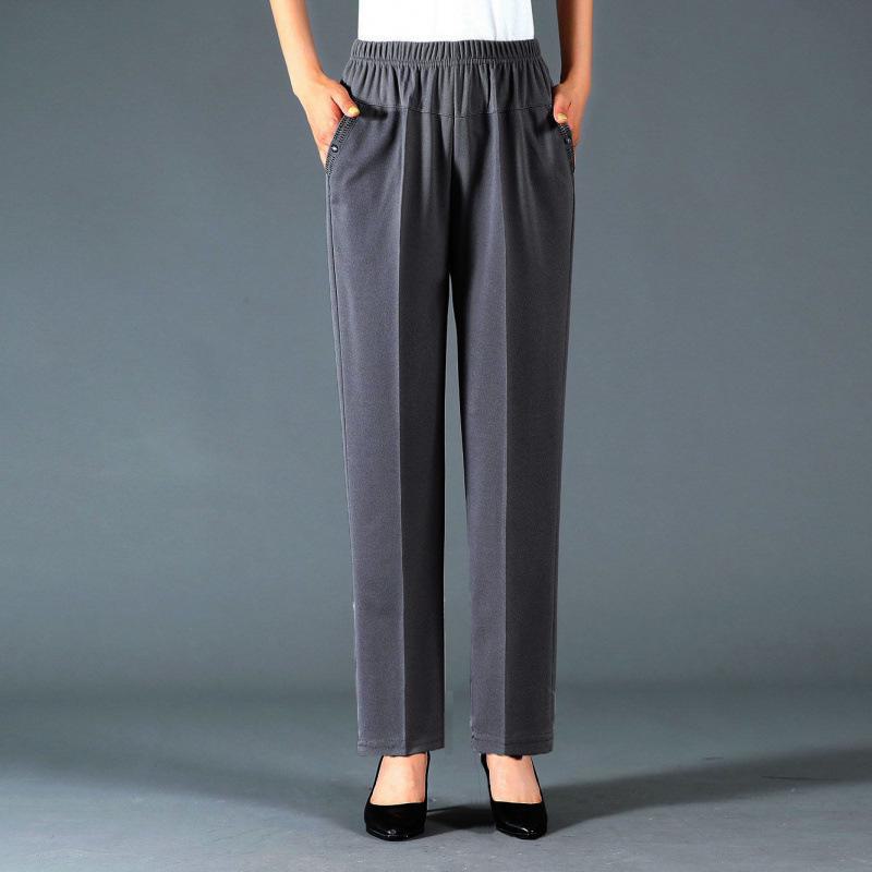 

Эластичные брюки с высокой талией для женщин среднего и пожилого возраста — свободный крой, большой размер, идеально подходят для весны и лета Hot Diamond Style, Size 1XL кофейный