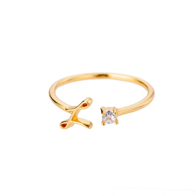 Personalized Initial Letter Ring  Gold Plated Alphabet Band Unisex Minimalist Jewelry Lightweight Stackable Adjustable Size A-Z