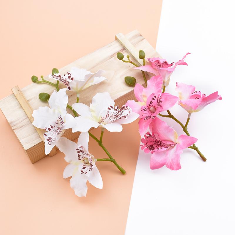 10 Pieces Artificial Flowers Cheap Silk Butterfly Orchid Home Decoration Accessories Brooch Diy Christmas Wreath Fake Plants