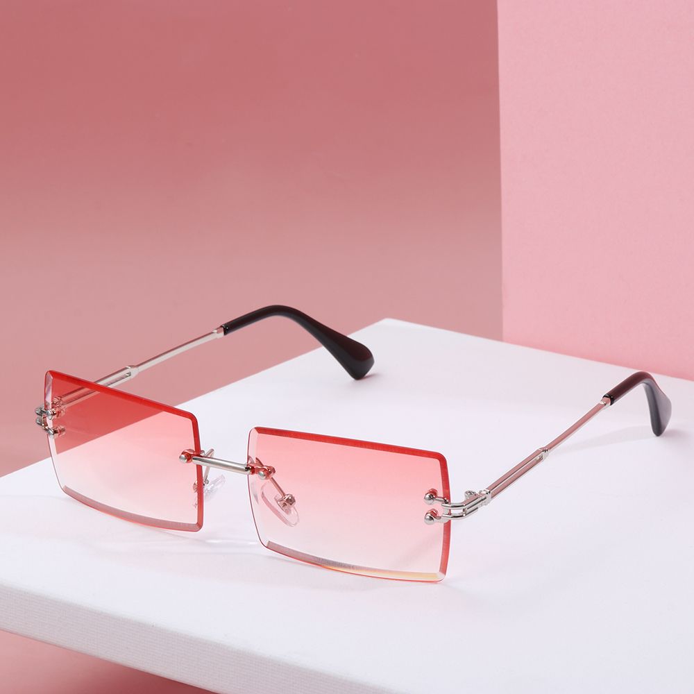 Lunettes d'été tendance sans monture Lunettes de soleil mode Lunettes de soleil rectangulaires Lunettes de soleil carrées Lunettes de soleil