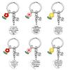 Flower Stainless Steel Keychain Heart Backpack Pendant Teachers Day Teacher Grateful Best Friend Graduation Gift Keychain for Backpack Bag Pendant