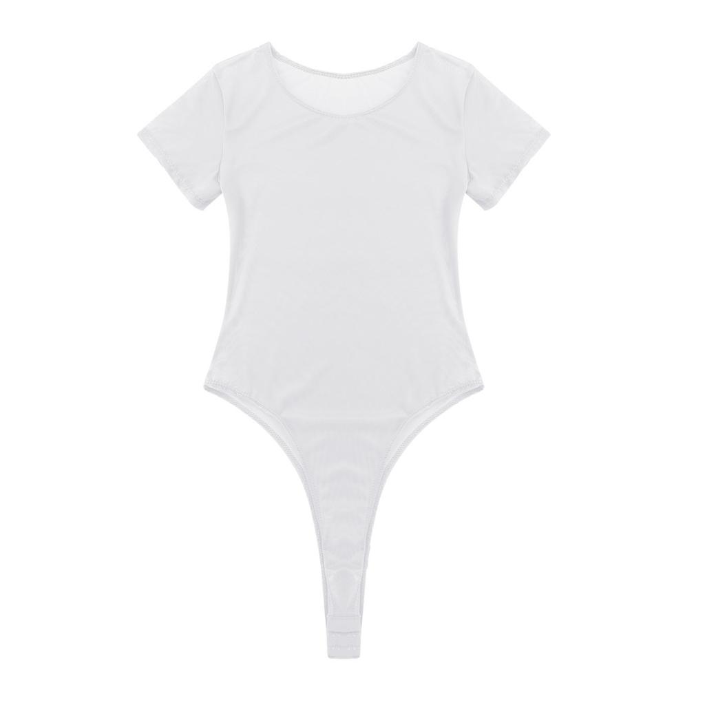 thumbnail image 2 of Aiihoo Womens Silky Sheer Lingerie Deep V Neck High Cut Thongs Leotard 2 of 11