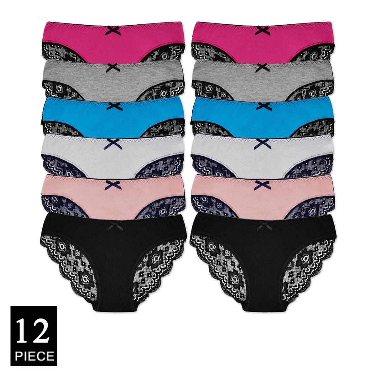 

Women Cotton Panties Female Underwear Solid Color Briefs Ladies Panty Lingerie Sexy Lace Hollow Underpants 12 Pcs/set XL