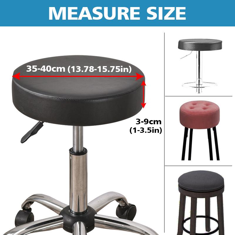 Waterproof PU Bar Stool Cover Round Seat Cushion Cover Stretch Chair Covers with Non Slip Bottom for Bar, Kitchen, Dining Room