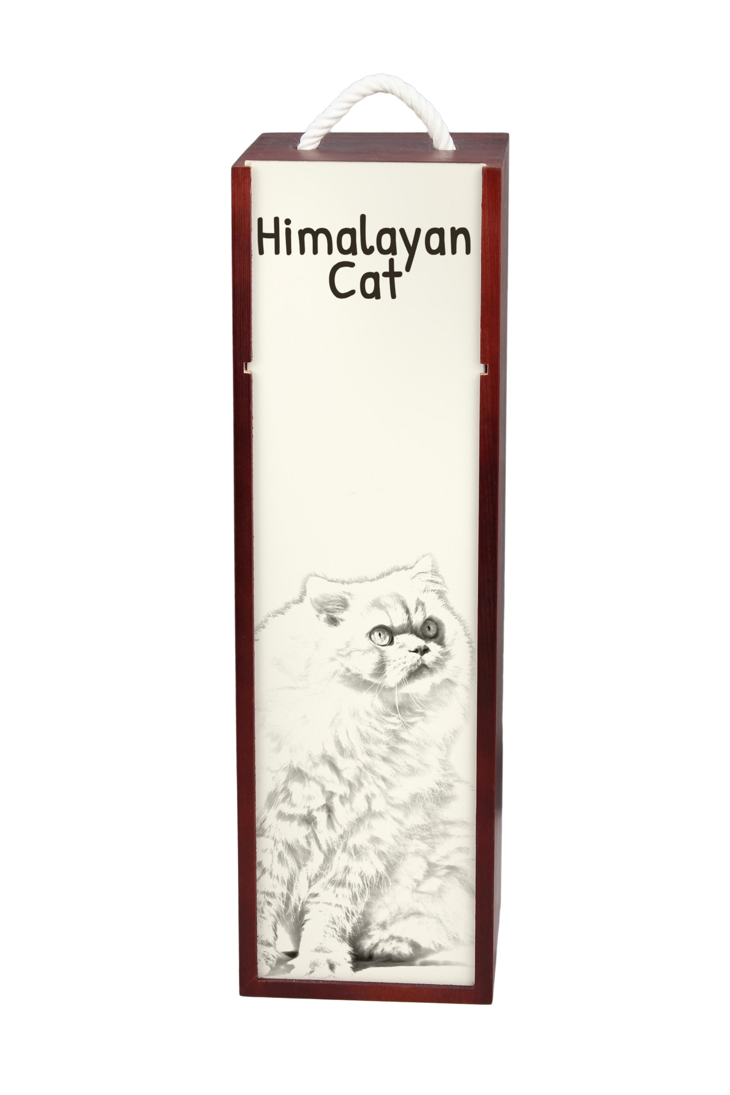 

Himalayan - wine box with a cat, alcohol box with graphics, personalized gift box from the Art-Dog brand коричневий