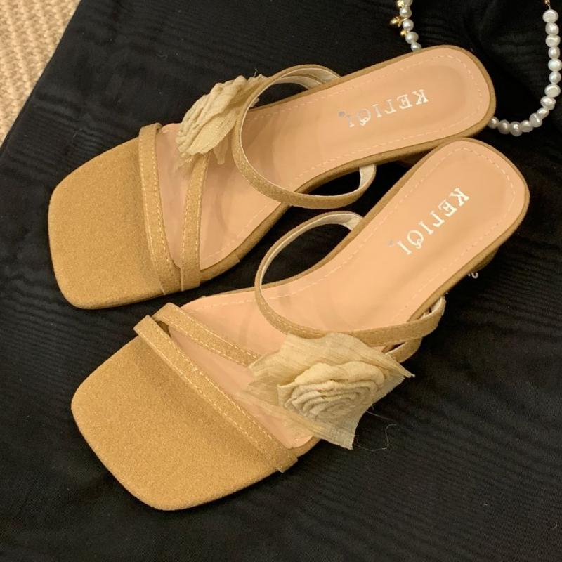 Fashion Elegant Bow Design Brand Slippers Women Fashion Square Toe Narrow Band Slide Sandals Sexy Open Toe Beach Sandals Sandalias Mujer