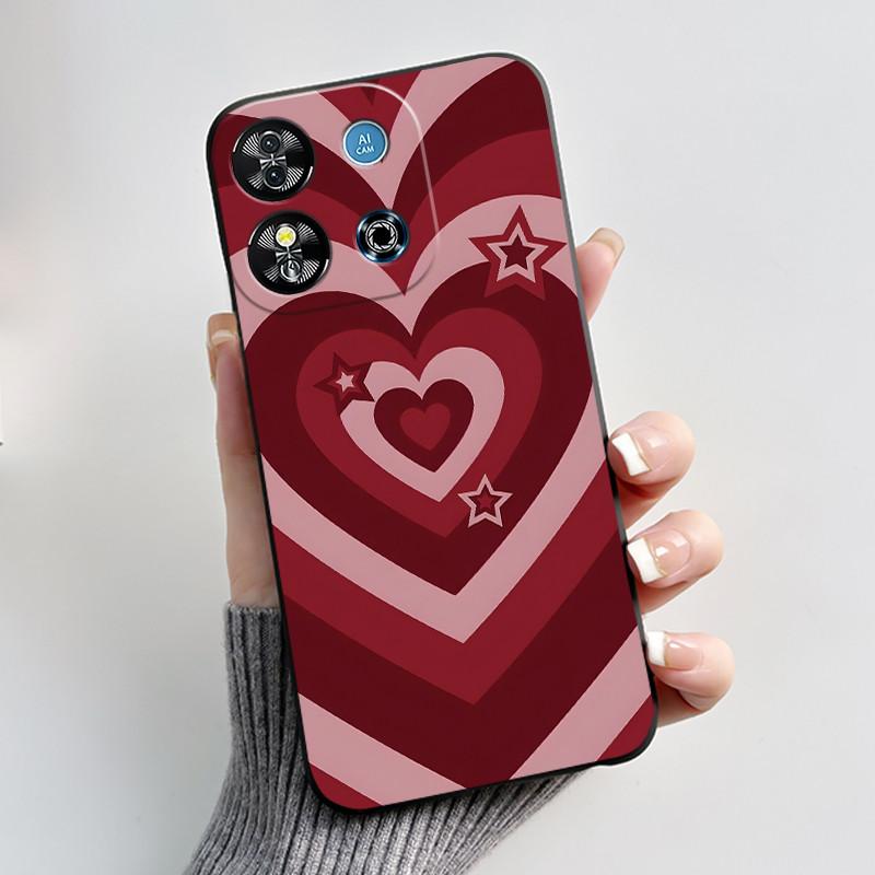 For Oukitel C57S C57 Pro Plus Ultra Case BLU J12 Back Cover Cute Love Heart Rabbit Black TPU Soft Silicone Protective Phone Case