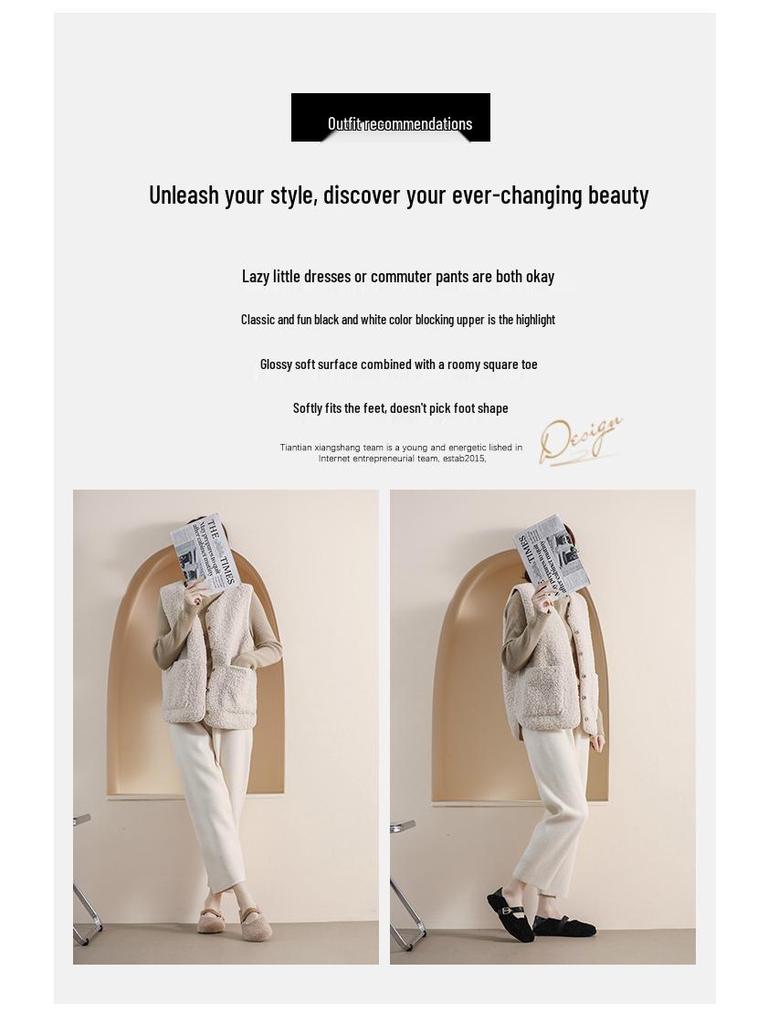 Weiwei Girl 138-1 Women's Fur-Lined Mary Jane Flats for Autumn/Winter