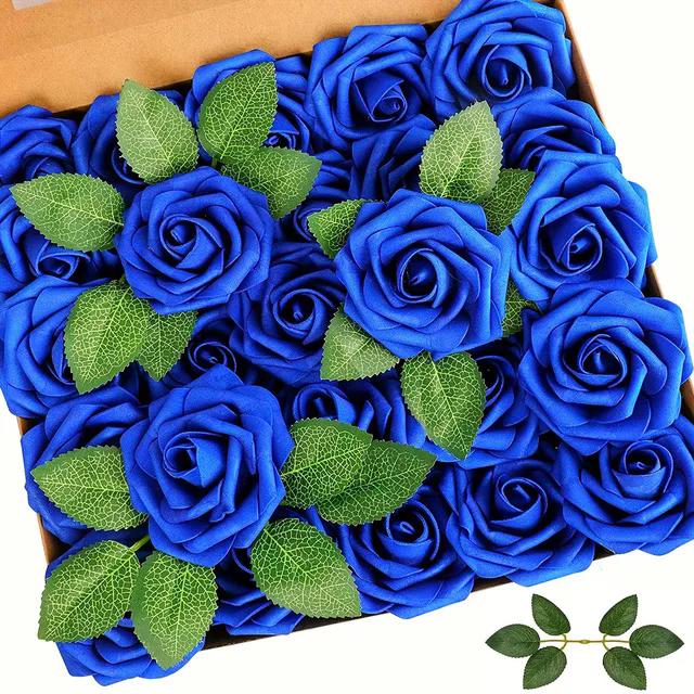 25pcs Artificial Flowers Fake Flowers Roses W/stem For DIY Wedding Bouquets Centerpieces Arrangements Party Home Decorations