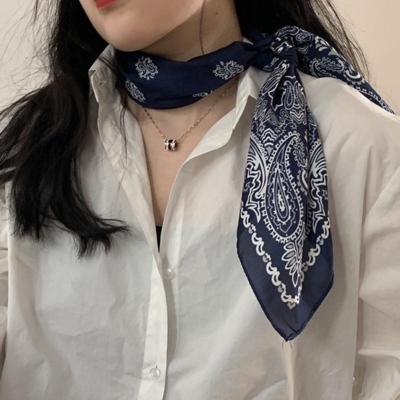 Luxury  70Cm Satin Square Silk Scarf For Women Hair Hand Neckerchief Wrist Hijab Wraps Lady Shawl Ribbon Bandana