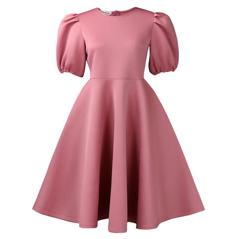 

New Women s Clothing Temperament Fashionable Elegant Round Collar Bubble Sleeve Dress XXL