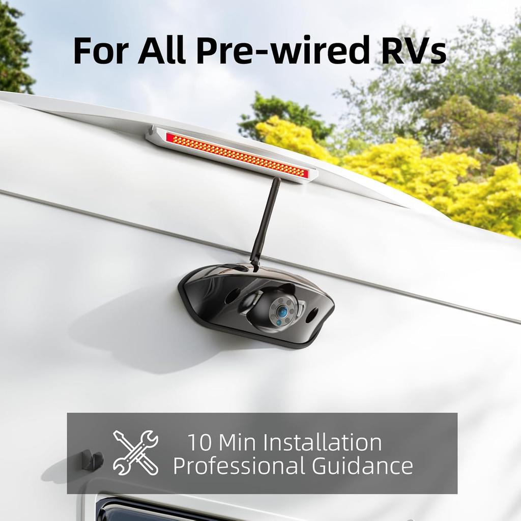 eRapta RV Backup Camera Wireless System for Furrion with 5-Inch Monitor 1080P, 1 Rear Camera, Wide-View, Video Recording, IR Night Vision, IP69