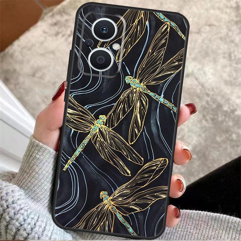 Dragonfly Insect Pattern For OPPO Reno 14 12 11 10 13 Pro 8T 11F 12F 13F 14F 7 8 Lite OPPO Find X9 X8 X6 X5 Pro Case