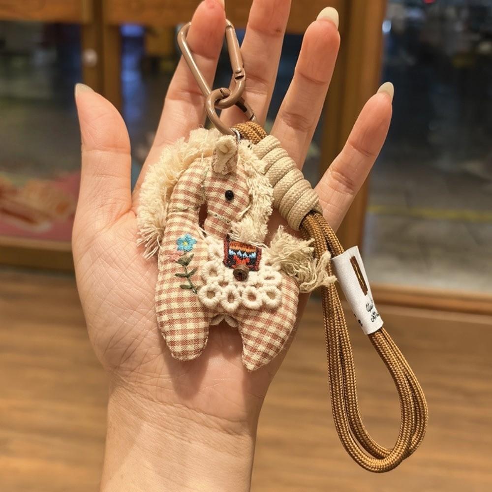 Breloc de pluș cu design drăguț de cal, animal de pluș, pandantiv poney, inel de chei Anul Calului