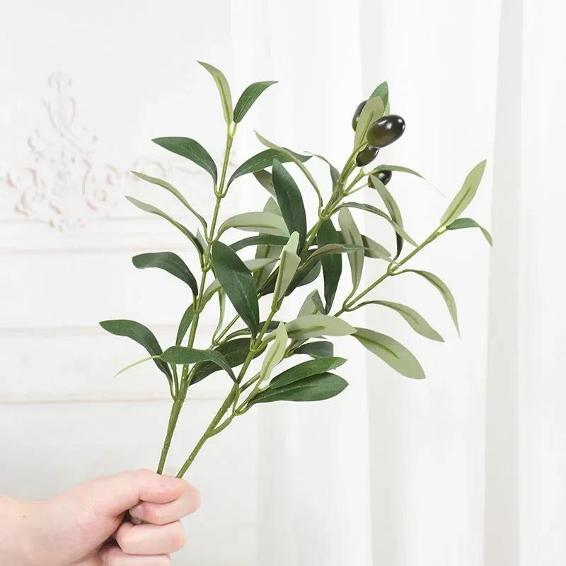 1/3/6PCS Artificial Olive Leaves Tree Branch Green Plant with Fruit for Home Garden Vase Decoration Wedding Bouquet Silk Flowers