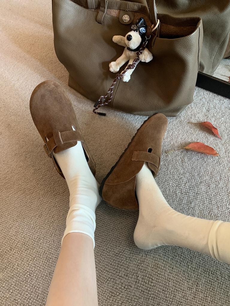 Grape mother winter new Boken shoes four seasons versatile casual women's shoes comfortable soft leather one pedal two shoes children