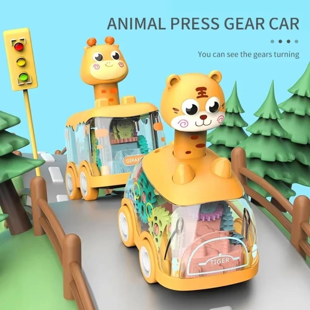 Push Gear Pull Back Car Light Up Inertial Car Durable Baby Animal Car Toys  Toddlers 1-3 Years