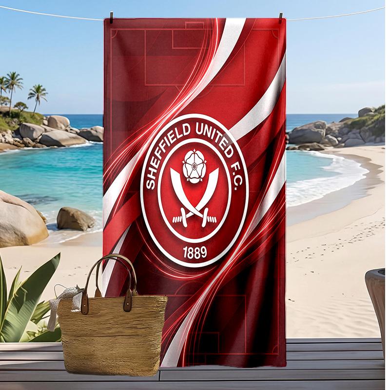 Sheffield United Fußball Druck Strandtuch, Großes Weiches Schnelltrocknendes Handtuch für Strand Camping Schwimmen