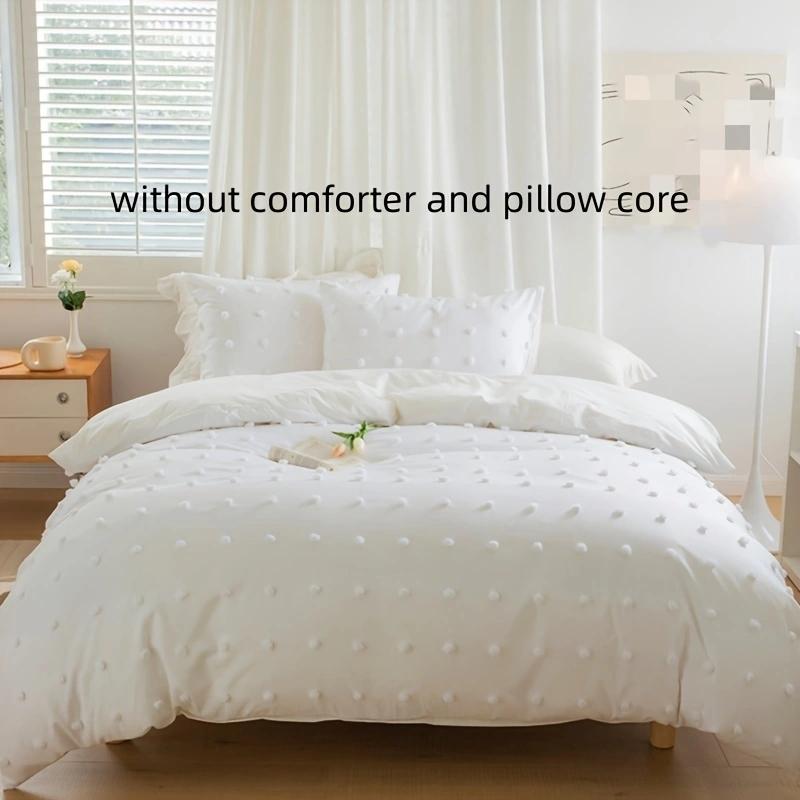 3pcs  Korean Style Bedding Set Double Duvet Cover Set 220x240 Solid Twist Cotton King Size Bedding Set Quilt Cover Set