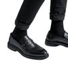Retro British Round Head With Suit, Black Bright Leather Small Leather Shoes, Lazy Pedal One Piece 85136-R