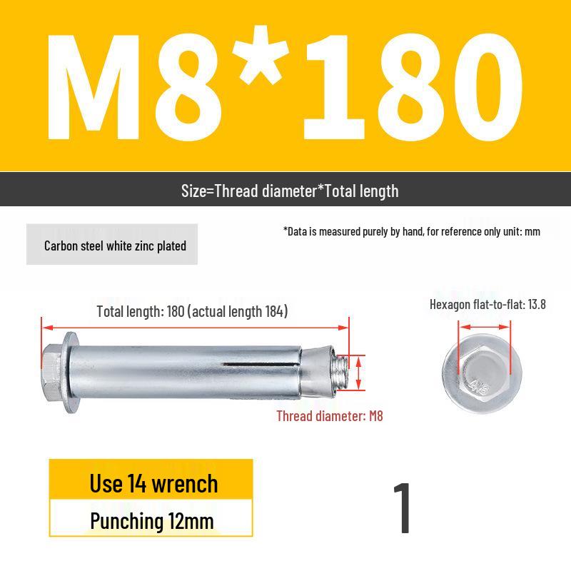 Galvanized External Hex Internal Expansion Bolt Set - M6/M8/M10/M12