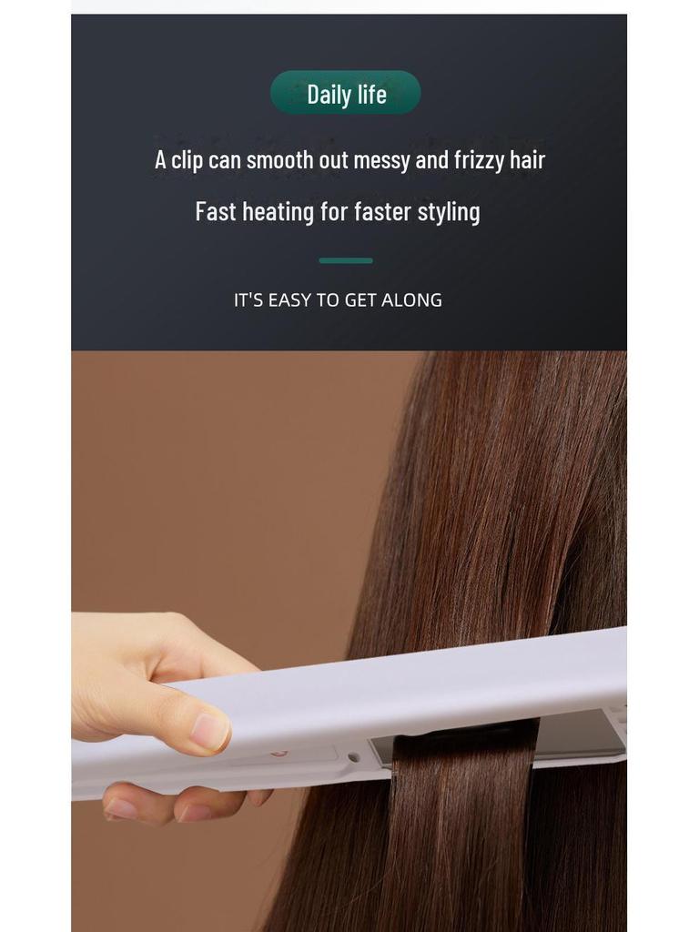 Dual-Purpose Wet & Dry Hair Straightener and Curler with Bangs Attachment