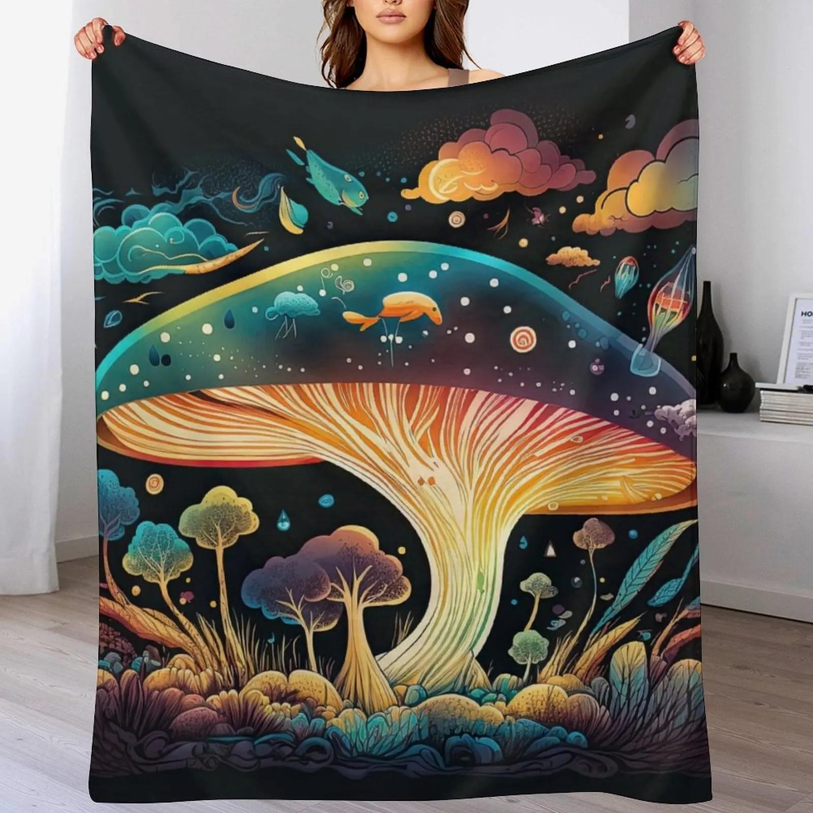 Mushrooms 07 Throw Blanket Foldable Soft Warm Blanket for Outdoor Use 102x76cm(40x30in)