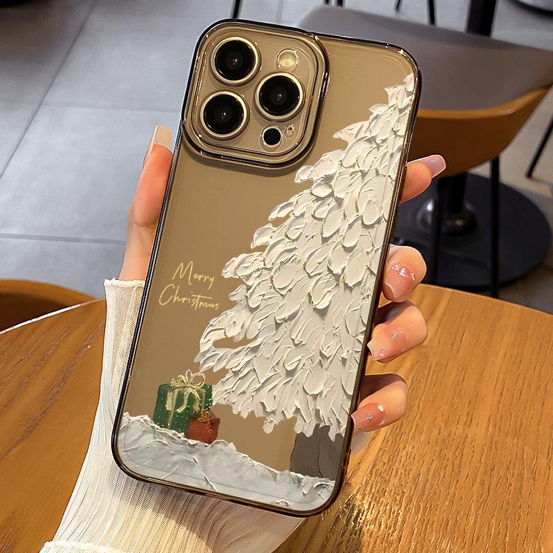 

Рождественская елка подходит для чехла для телефона Apple 16 15plus, прозрачный 14 силиконовый 13mini защитный чехол 12promax Apple 6G/6S