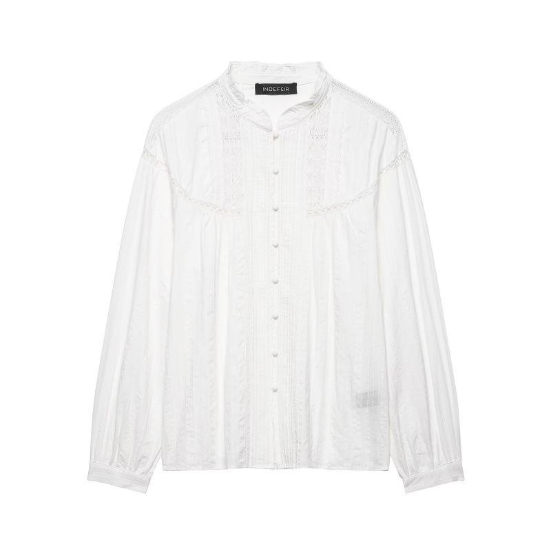 Spring 2026 Lace Trim Ruffle Shirt - European & American Style