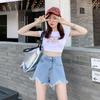 Trendy High-Waisted Light Fringe Denim Shorts for Women - Loose, Slim-Fit, Ripped A-Line Summer Style