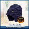 Elderly Men's Thick Knit Winter Hat with Ear Protection