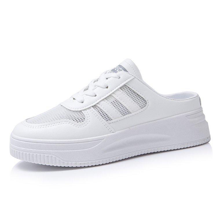 Foreign Trade Little White Slippers Women's 2025 Summer Rubber Women's Shoes Mesh Breathable Simple Bag Head Cool Half Drag