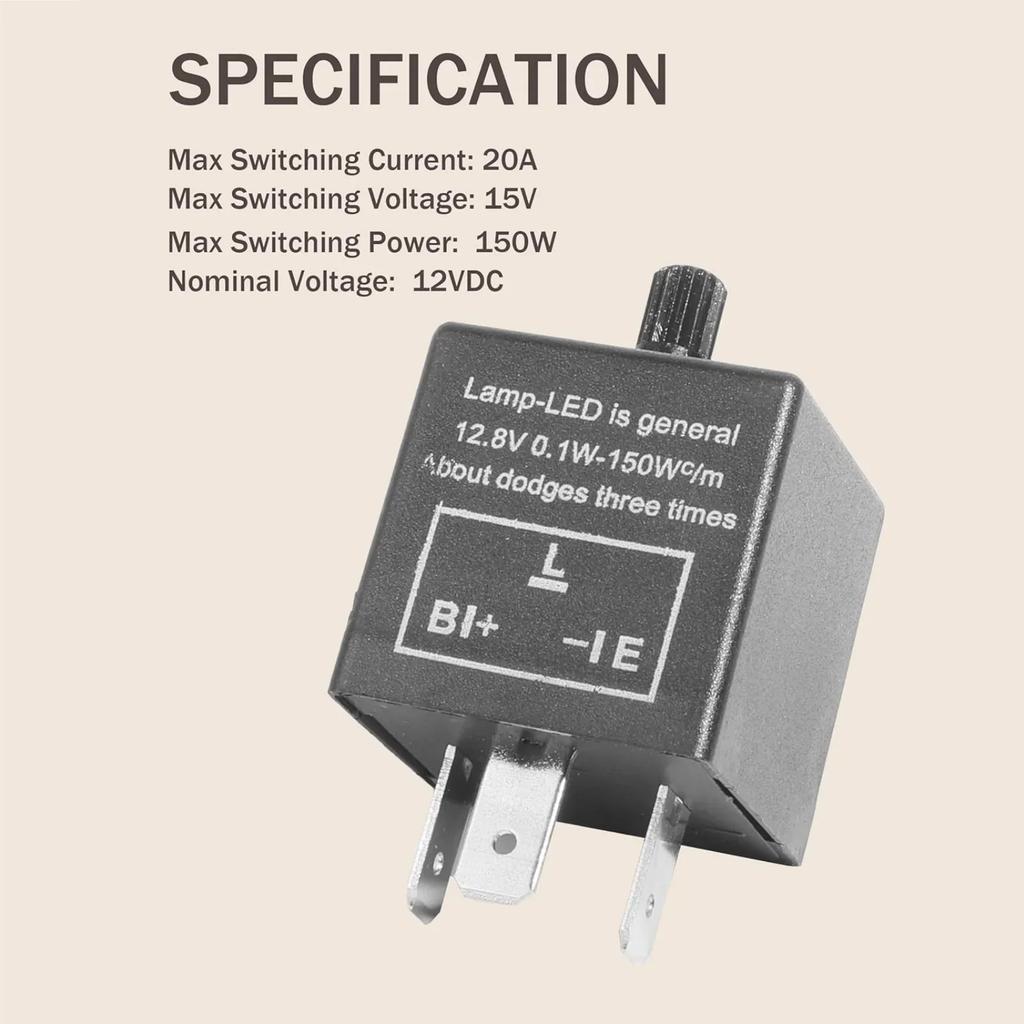 12v 3 Pin Adjustable LED Flasher Relay Motorcycle Turn Signal Lights LED Flashing Converter Tool Electronics Regulator Kit