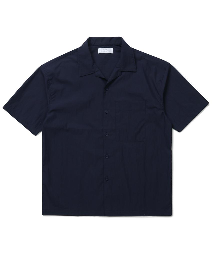 CONNECT KINLOCH Cotton/Nylon Open Collar Shirt (Navy)