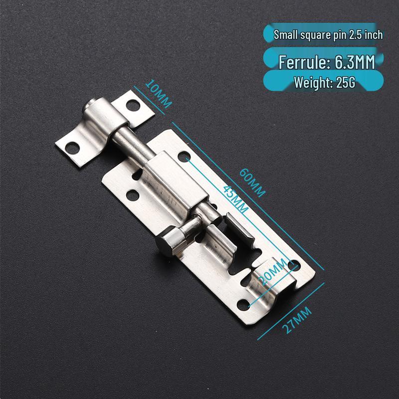 Thickened Stainless Steel Anti-Theft Door & Window Latch: Square Bolt for Cabinets & Doors, Surface-Mounted, Chinese Style
