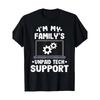 Funny IT Tech Support T-Shirt I'M My Family'S Unpaid Technician Slogan And Computer Error Graphic Black with White Print Short Sleeve And Crew Neck