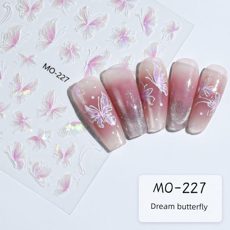 

Nail Stickers 2025 Summer New Arrival Ice Transparent Shell Light Butterfly Relief Bright Crystal Fantasy Fairy Wear Nail Patch M0-227