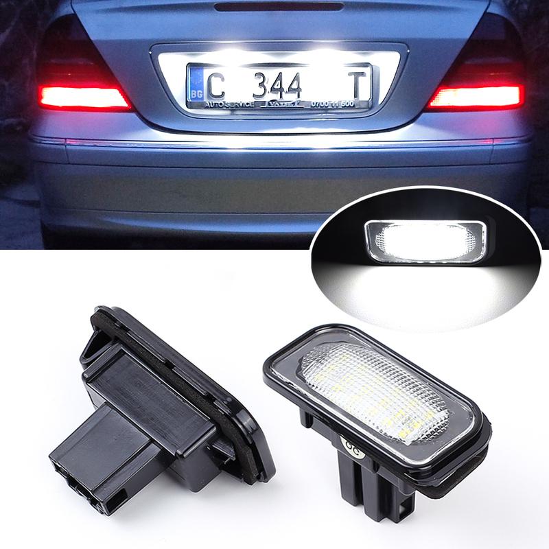For Mercedes-Benz W203 4D Door Number lamp white 12V 2Pcs CanBus Error Free License Plate LED Light