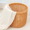 Woven rattan handle dirty clothes bucket, circular clothes storage bucket, bathroom plastic laundry basket, storage basket