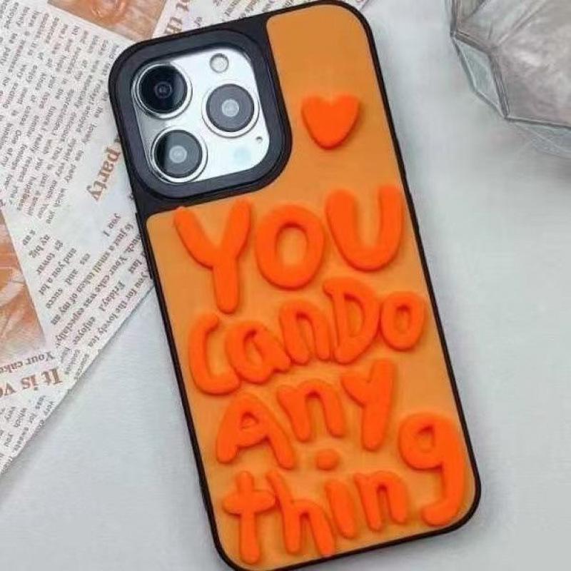 

3D Silicone Love Heart Letter Case for Apple 15 Pro SAMSUNG