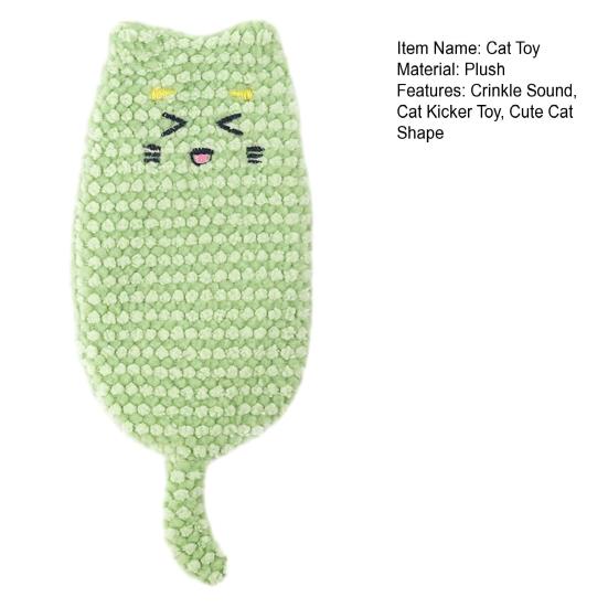Crinkle Sound Cat Toy Cute Cat Shape Kitten Kicker Toy Interactive Plush Cat Kicker Toy Relieves Boredom for Indoor Cats Entertainment Promotes Kitty