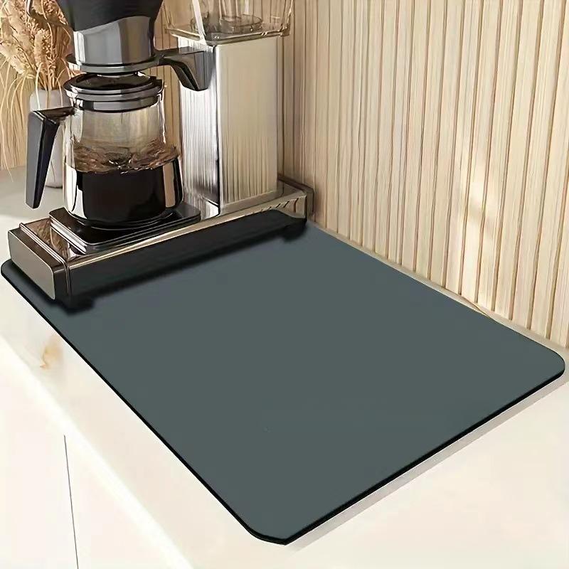 1pc Solid Color Drying Mat Non-Slip Absorbent Mat Tableware Kitchen Counter Drain Mats Placemats for Table