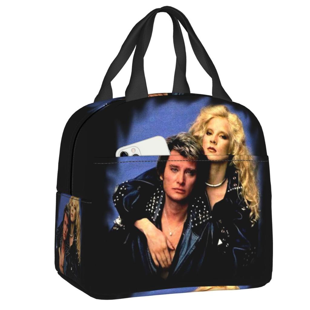 Sac isotherme personnalisé Johnny Hallyday Music Singer pour le déjeuner pour femmes Rock français Réutilisable Thermique Refroidisseur Boîte à lunch Scolaire