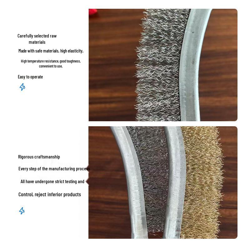 Stainless Steel & Copper-Plated Wire Brush with Plastic Handle for Rust Removal & BBQ Cleaning