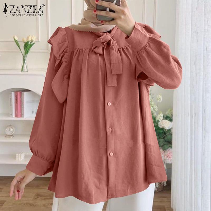 

ZANZEA Женщины Свободный Повседневный O-образный вырез с длинным рукавом Блузка Топы